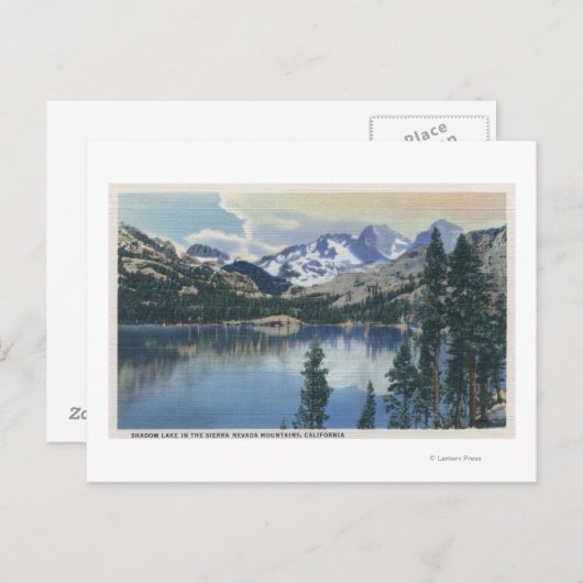 Uitzicht van het Shadow Lake, Sierra Nevada Mounta Briefkaart (Voorkant / Achterkant)