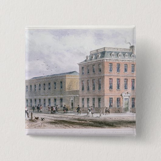 Uitzicht van het Soho Square en Carlisle House Vierkante Button 5,1 Cm (Voorkant)