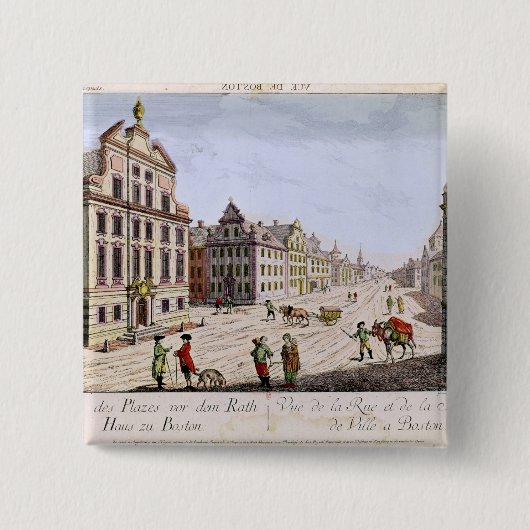 Uitzicht van het stadhuis, Boston Vierkante Button 5,1 Cm (Voorkant)