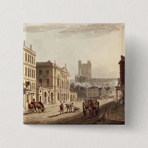 Uitzicht van het stadhuis, de Markt- en de Abbey-k Vierkante Button 5,1 Cm