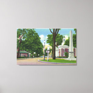 Uitzicht van het stadhuis en het monument van Pate Canvas Afdruk