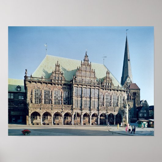 Uitzicht van het stadhuis, gebouwd 1405-09 poster (Voorkant)