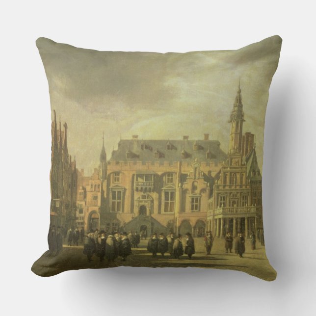 Uitzicht van het stadhuis op het marktplein van de kussen (Voorkant)