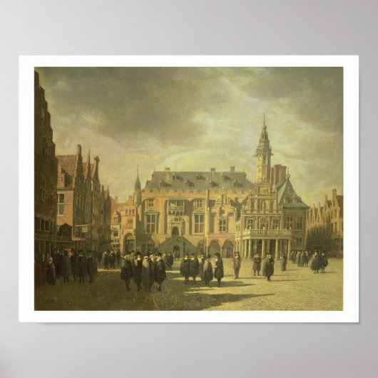 Uitzicht van het stadhuis op het marktplein van de poster (Voorkant)
