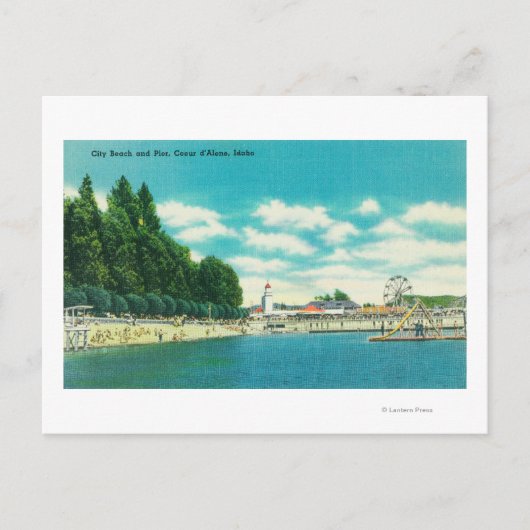 Uitzicht van het stadsstrand en de pier briefkaart (Voorkant)