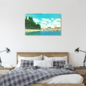 Uitzicht van het stadsstrand en de pier canvas afdruk (Insitu (Slaapkamer))