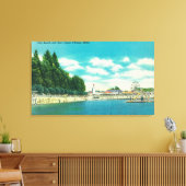 Uitzicht van het stadsstrand en de pier canvas afdruk (Insitu (Woonkamer))