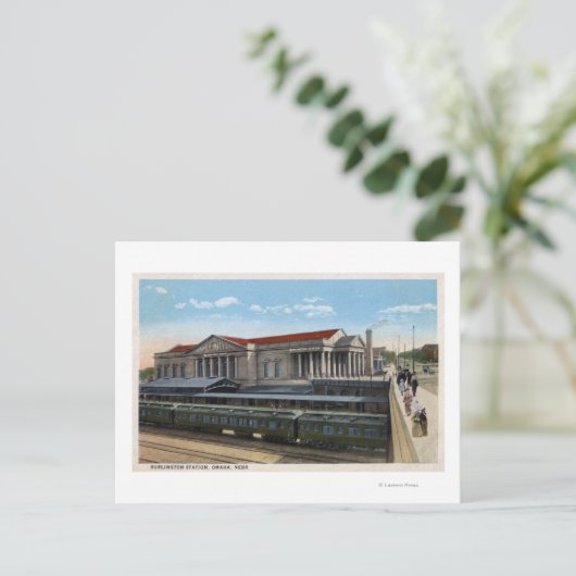 Uitzicht van het station van Burlington Railroad S Briefkaart (Staand voorkant)