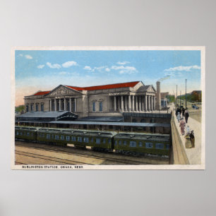 Uitzicht van het station van Burlington Railroad S Poster