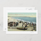 Uitzicht van het strand en het kleedhoofd briefkaart (Voorkant / Achterkant)