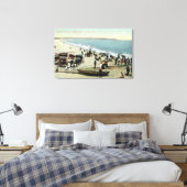 Uitzicht van het strand en het kleedhoofd canvas afdruk (Insitu (Slaapkamer))