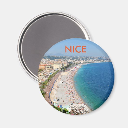 Uitzicht van het strand in Nice, Frankrijk Magneet (Voorkant / Achterkant)