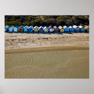 Uitzicht van het strand van Brighton in Melbourne Poster