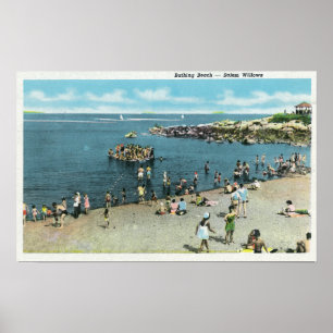 Uitzicht van het strand van Salem Willows Poster