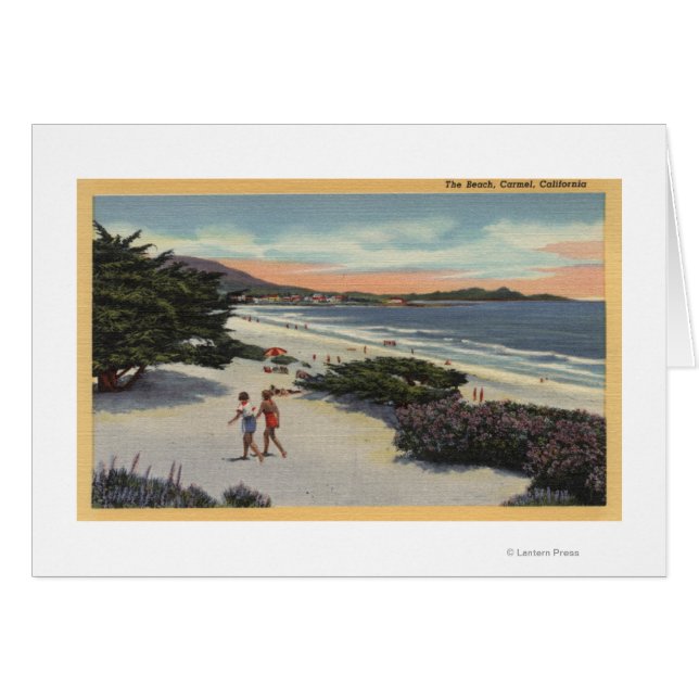 Uitzicht van het strand, zonnebaders die lopen (Voorkant Horizontaal)