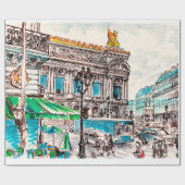 Uitzicht van het theater in Parijs Cadeaupapier (Vlak)