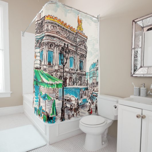 Uitzicht van het theater in Parijs Douchegordijn (In situ)