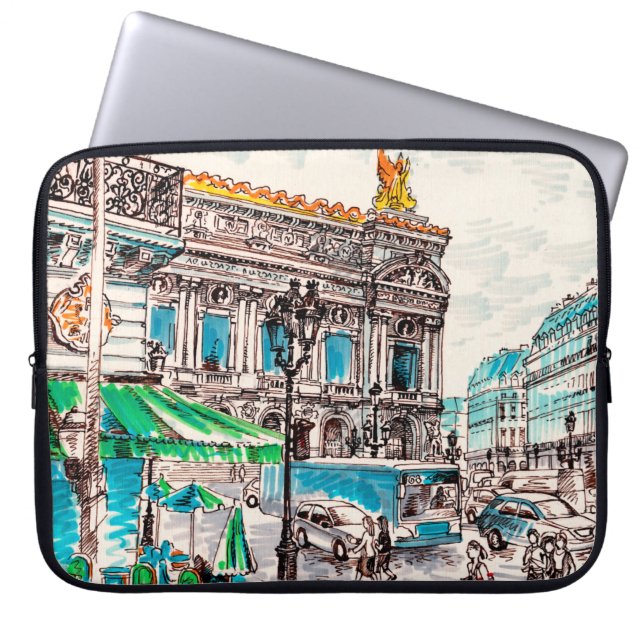Uitzicht van het theater in Parijs Laptop Sleeve (Voorkant)