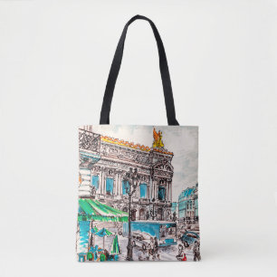 Uitzicht van het theater in Parijs Tote Bag