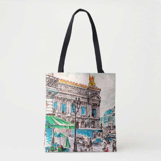 Uitzicht van het theater in Parijs Tote Bag (Voorkant)