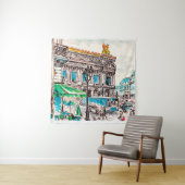 Uitzicht van het theater in Parijs Wandkleed (In situ)