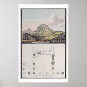 Uitzicht van het theater in Sardis en een plan van Poster
