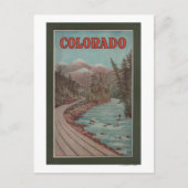 Uitzicht van het treinverkeer langs de rivier - re briefkaart (Voorkant)