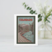 Uitzicht van het treinverkeer langs de rivier - re briefkaart (Staand voorkant)