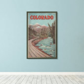 Uitzicht van het treinverkeer langs de rivier - re canvas afdruk (Insitu (Houten vloer))