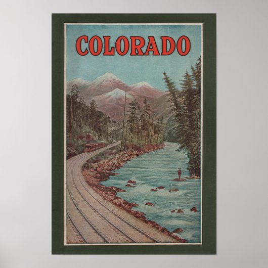 Uitzicht van het treinverkeer langs de rivier - re poster (Voorkant)