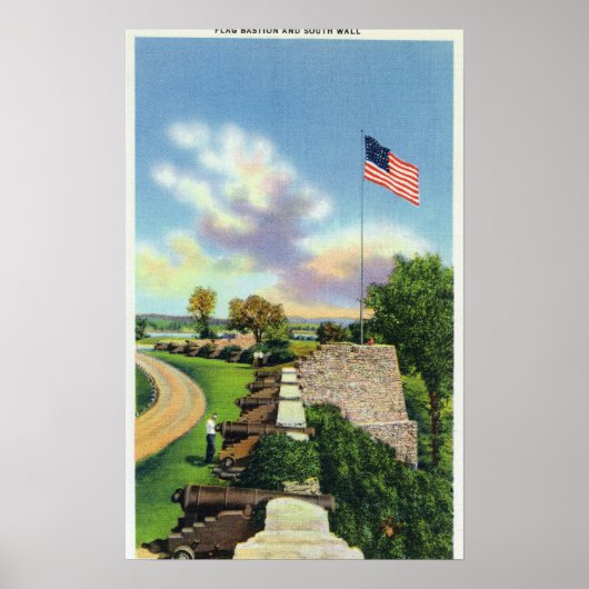 Uitzicht van het vlaggenbekken en de zuidwand poster (Voorkant)