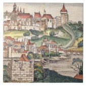 Uitzicht van het vogeloog van Praag van de Neurenb Tegeltje (Voorkant)