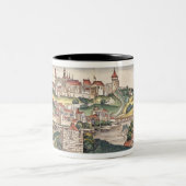 Uitzicht van het vogeloog van Praag van de Neurenb Tweekleurige Koffiemok (Center)