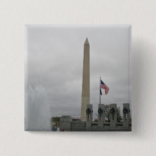 Uitzicht van het Washington Monument uit WWII Memo Vierkante Button 5,1 Cm