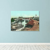 Uitzicht van het WaterfrontStockton, CA Canvas Afdruk (Insitu (Houten vloer))