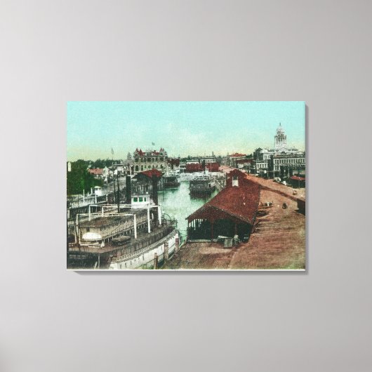 Uitzicht van het WaterfrontStockton, CA Canvas Afdruk (Voorkant)