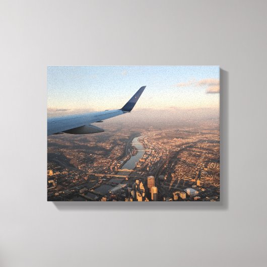 uitzicht van het waterlichaam tussen gebouwen vanu canvas afdruk (Voorkant)