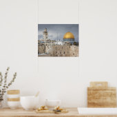 Uitzicht van het Westerne Wall Plaza, laat in de n Poster (Keuken)