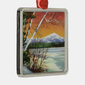 Uitzicht van het Whiteface-gebergte van het meer i Metalen Ornament (Rechts)