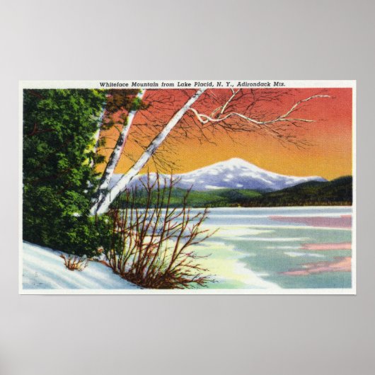 Uitzicht van het Whiteface-gebergte van het meer i Poster (Voorkant)
