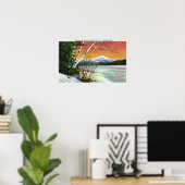 Uitzicht van het Whiteface-gebergte van het meer i Poster (Thuiskantoor)