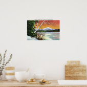 Uitzicht van het Whiteface-gebergte van het meer i Poster (Keuken)