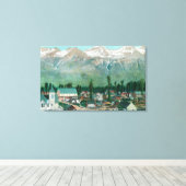 Uitzicht van het woongebied van de stad canvas afdruk (Insitu (Houten vloer))