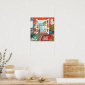 Uitzicht van het Zee Appartement Interieur Waterve Poster (Keuken)