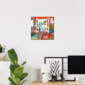 Uitzicht van het Zee Appartement Interieur Waterve Poster (Thuiskantoor)