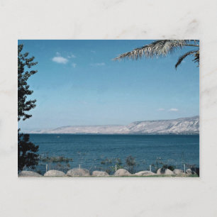 Uitzicht van het Zee Galilee van de zuidkust van I Briefkaart