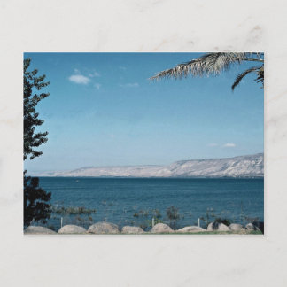 Uitzicht van het Zee Galilee van de zuidkust van I Briefkaart