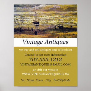 Uitzicht van het Zee in Scheveningen, Antiek winke Poster