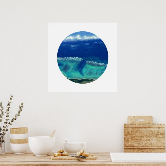 Uitzicht van het Zee Okinawa (Zen Circle) Poster (Keuken)