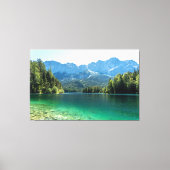 Uitzicht van het Zugspitze gebergte en het meer va Canvas Afdruk (Voorkant)